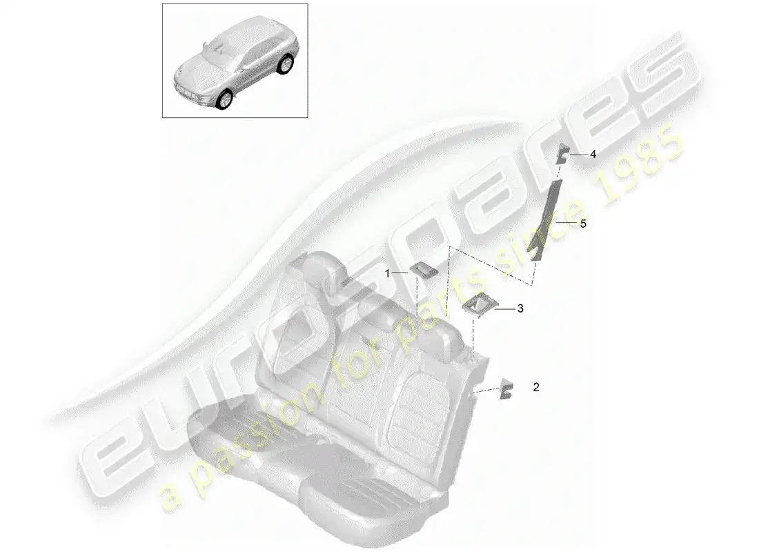 porsche 2018 (macan) seat and backrest surface parts diagram
