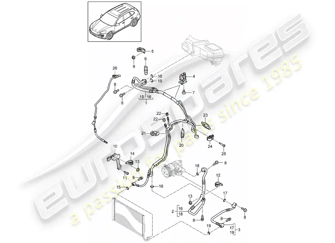 porsche 2016 (cayenne e2 92a) refrigerant circuit parts diagram