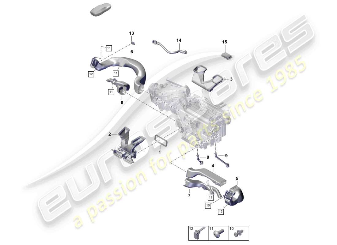 porsche 2023 (cayenne e3 pa) air conditioning rhd air guide dashboard part diagram