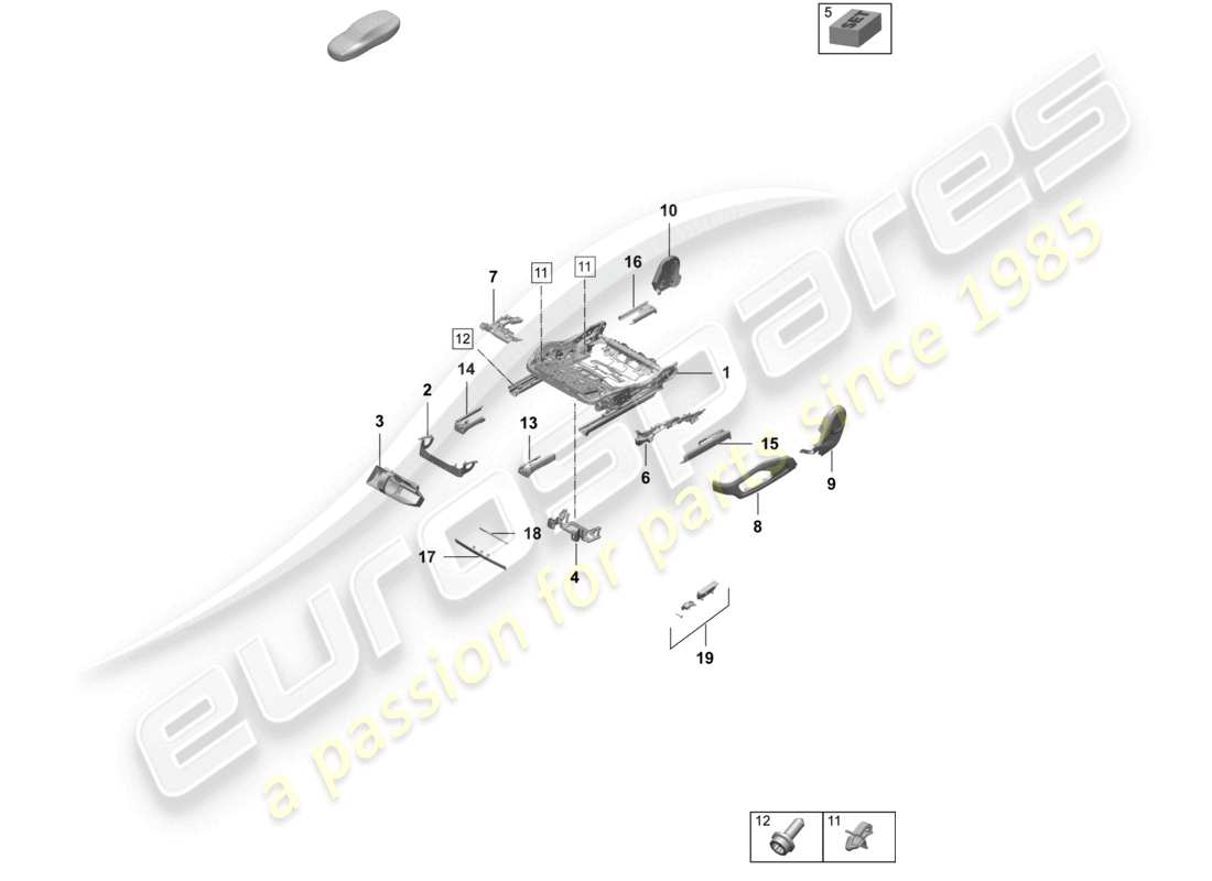 porsche 2025 (taycan 9j1-2) seat frame accessories sundry comfort seat sports seat part diagram
