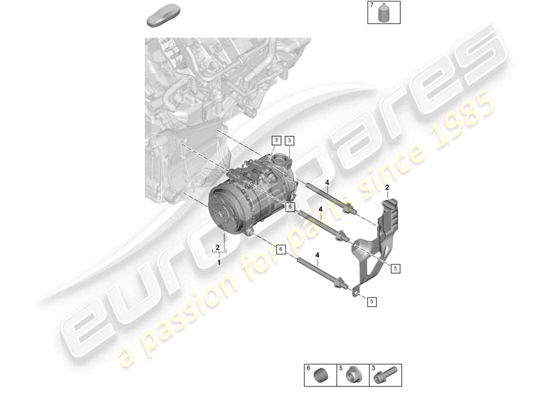 porsche 2026 (panamera 976) a/c compressor part diagram