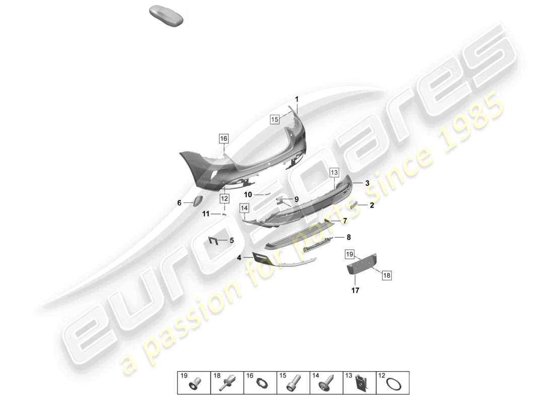 porsche 2025 (taycan 9j1-2) bumper rear special model part diagram