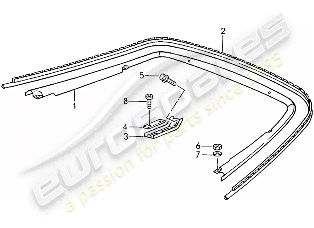 porsche 1998 (993) fasteners - bracket - sealing strip parts diagram