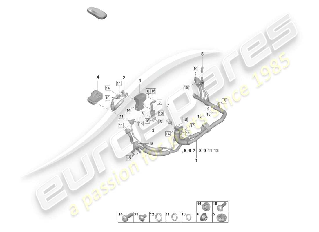 porsche 2023 (taycan 9j1-1) air conditioning heat exchanger r134a coolant part diagram