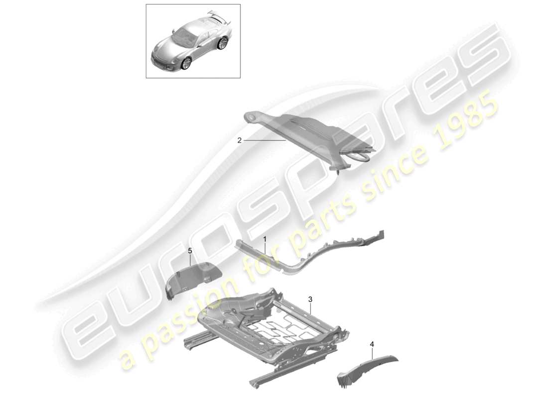 porsche 2021 (991-2 r/gt3/rs) seat padding frame sports seat plus repair set part diagram