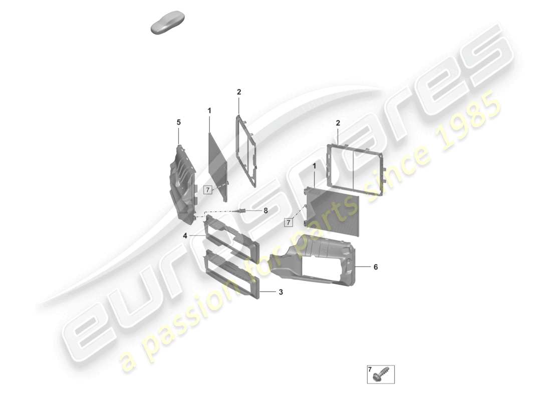 porsche 2021 (992-1) a/c condenser air guide housing sport design package part diagram
