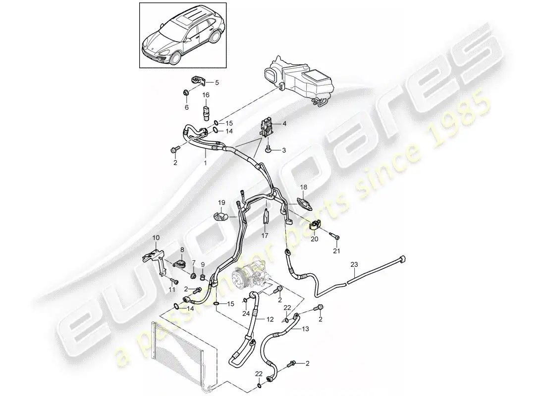 porsche 2014 (cayenne e2 92a) refrigerant circuit part diagram