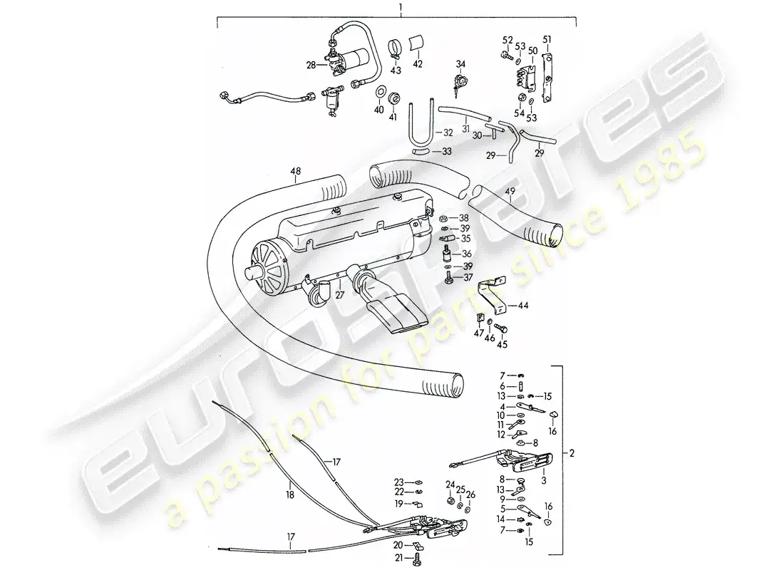 porsche 1963 (356b/356c) heater - - eberspaecher - - bn 4 parts diagram