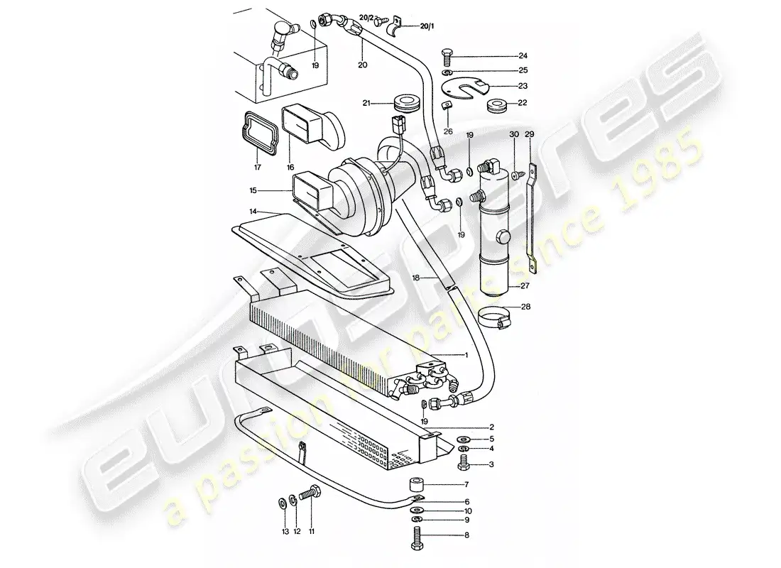 porsche 1976 (911 turbo) air conditioner - capacitor - lines parts diagram