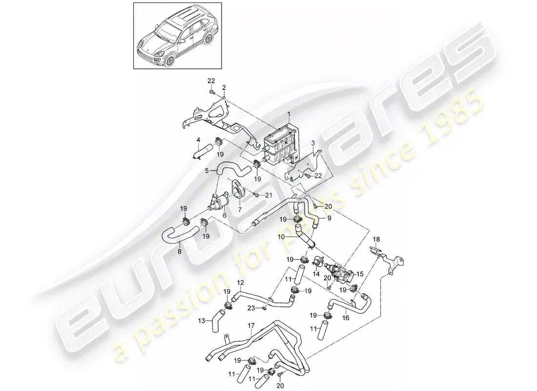 porsche 2014 (cayenne e2 92a) heater part diagram