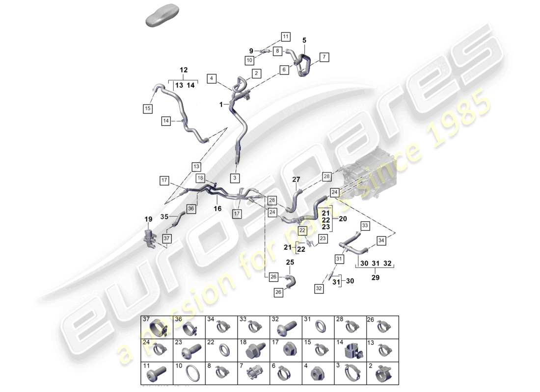 porsche 2025 (cayenne e3 pa) coolant cooling system part diagram