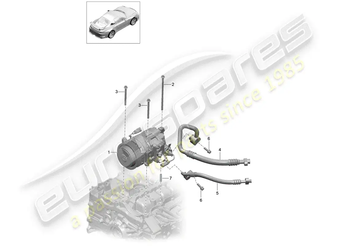 porsche 2016 (991-1 r/gt3/rs) compressor parts diagram