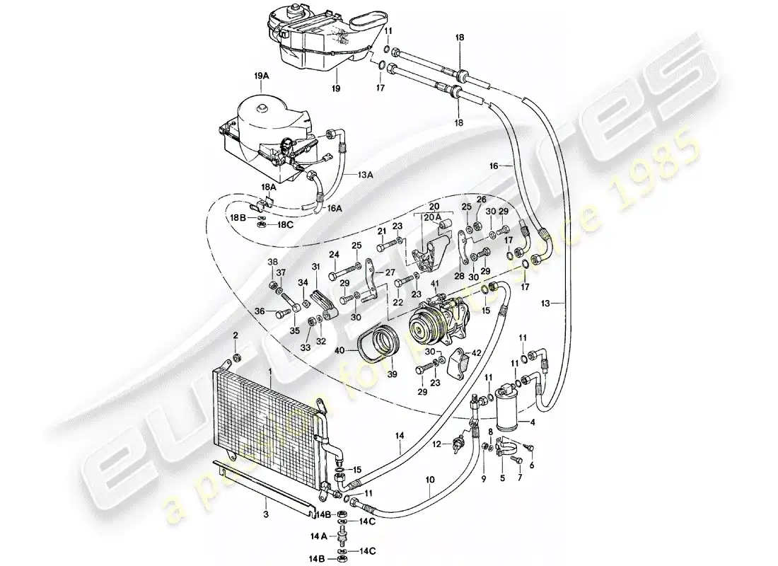 porsche 1980 (924) air conditioner parts diagram