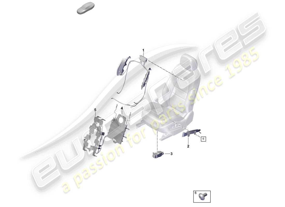 porsche 2023 (cayenne e3 pa) pneumatic components for seat comfort seat sports seat part diagram