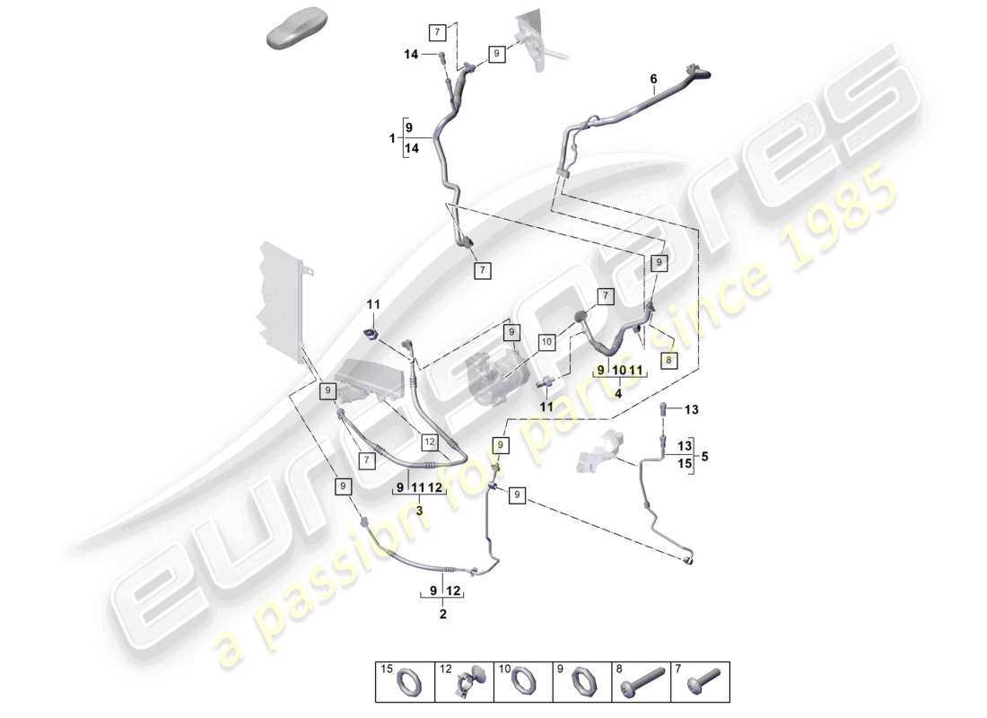 porsche 2023 (cayenne e3 pa) refrigerant circuit for vehicles with hybrid drive part diagram