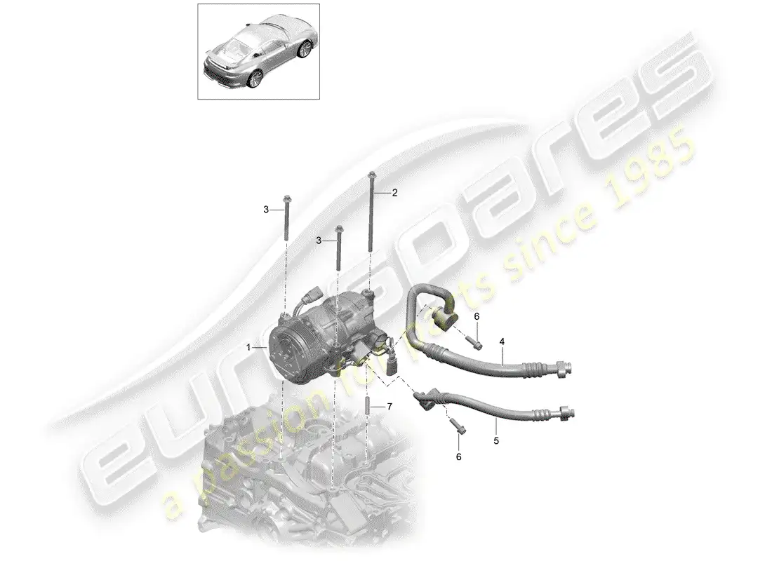 porsche 2016 (991-1 r/gt3/rs) compressor parts diagram
