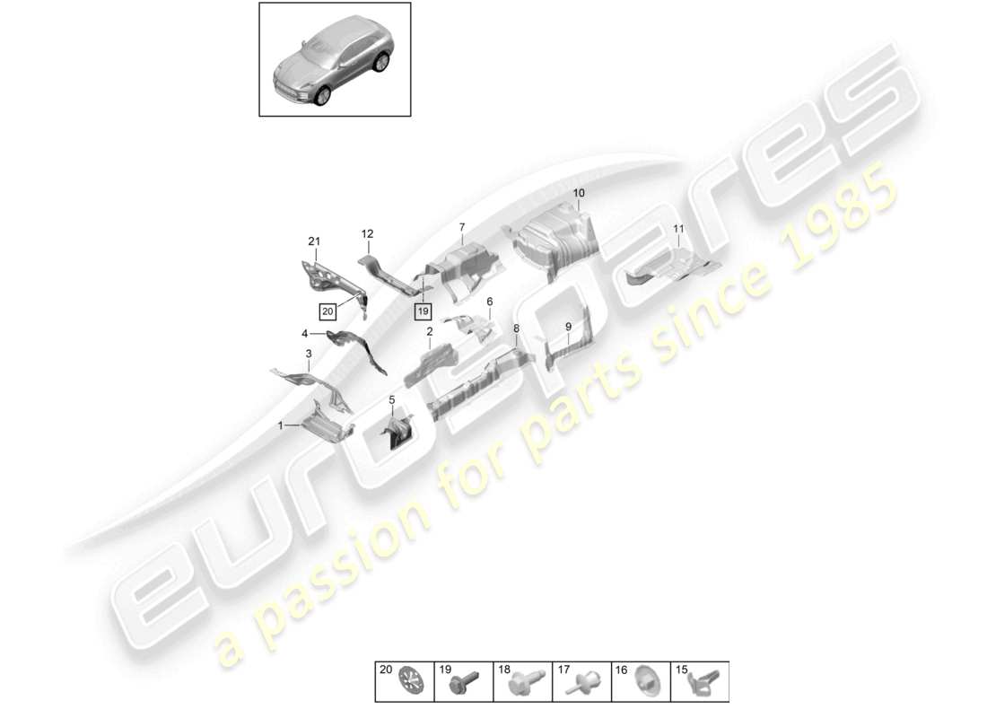 porsche 2021 (macan) trim heat insulation underbody parts diagram