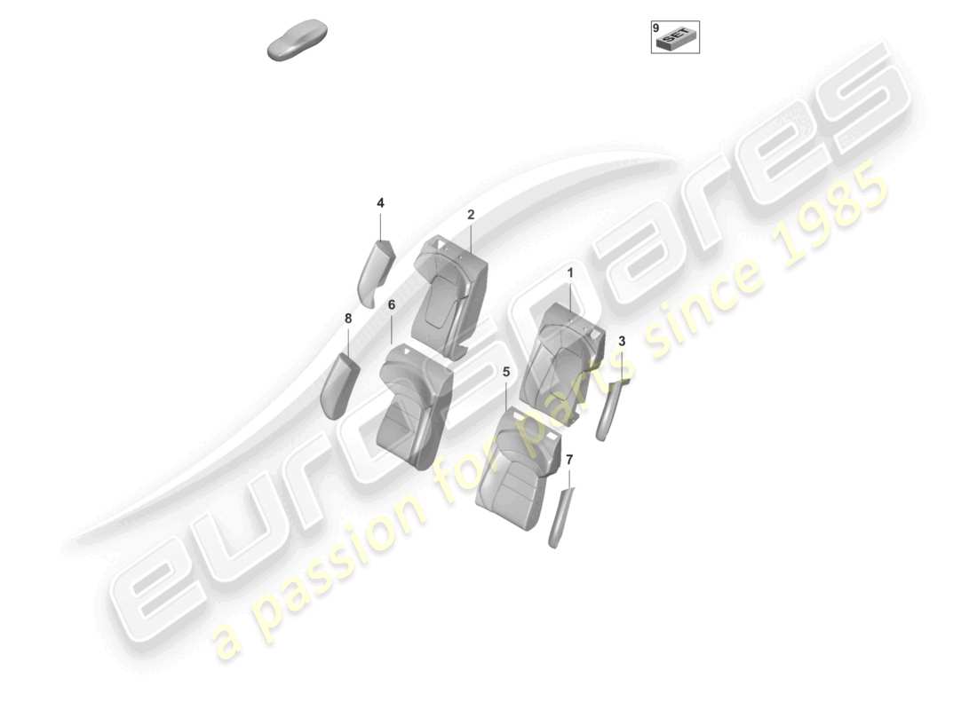 porsche 2026 (taycan 9j1-2) foam sect. for rest side supp. backrest cover comfort seat part diagram