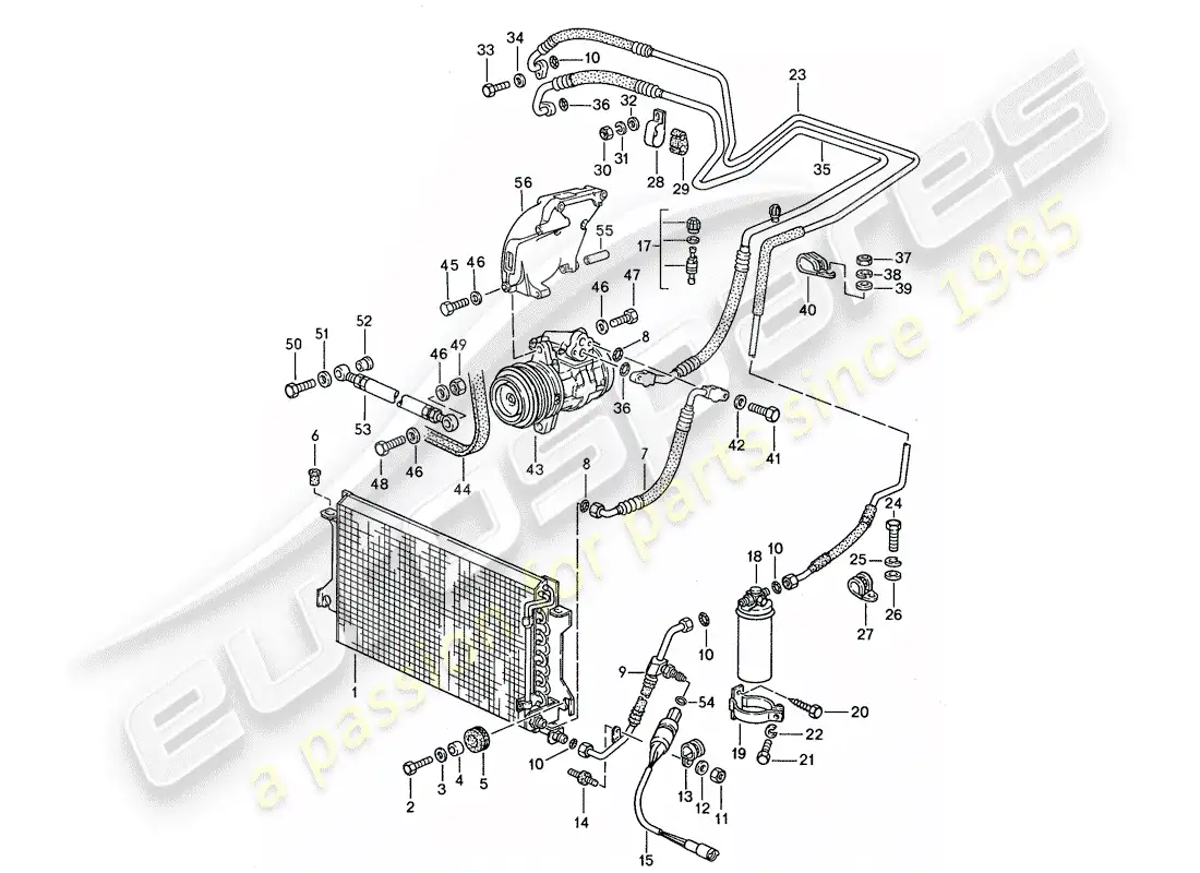 porsche 1990 (944) refrigerant circuit parts diagram
