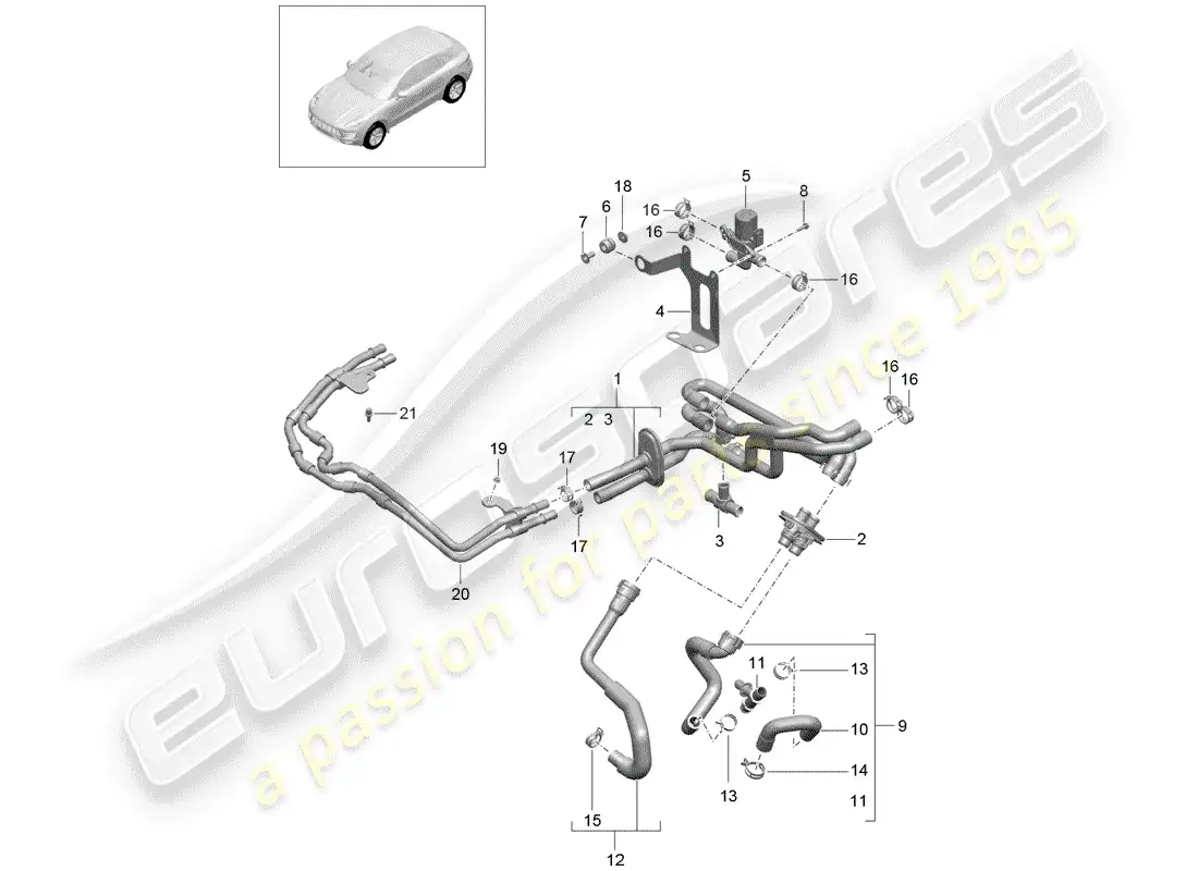 porsche 2014 (macan) heater part diagram
