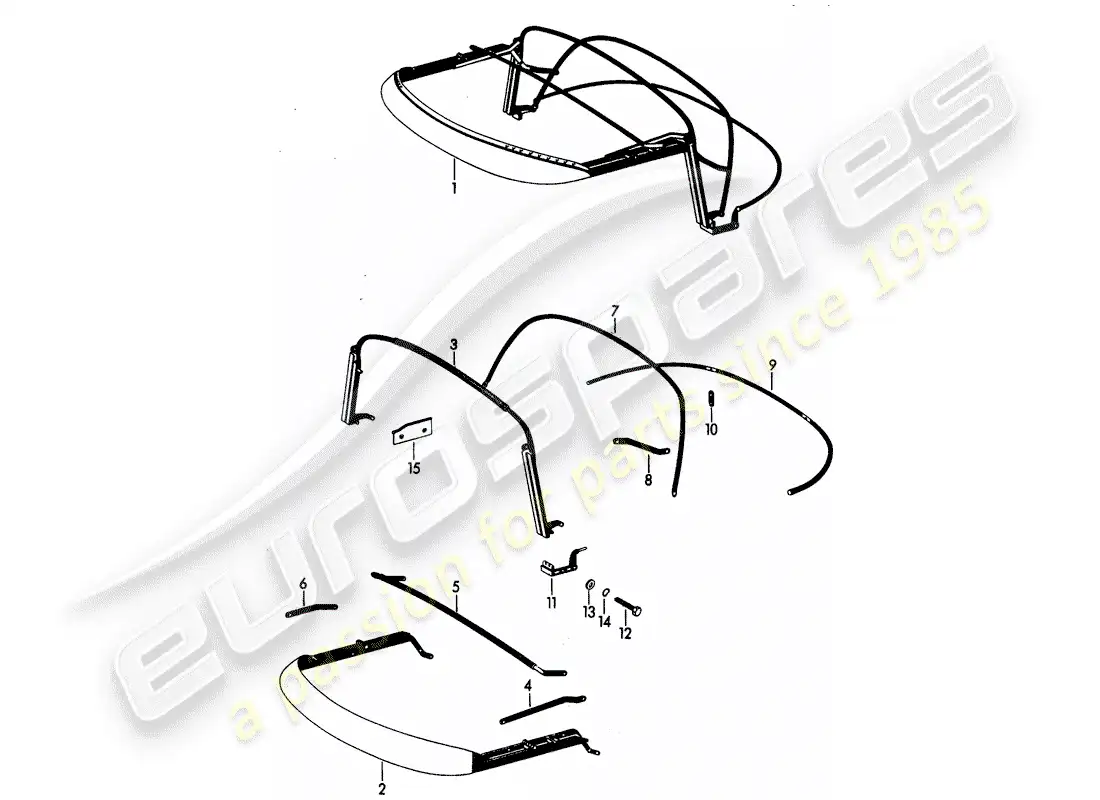 porsche 1963 (356b/356c) top frame parts diagram