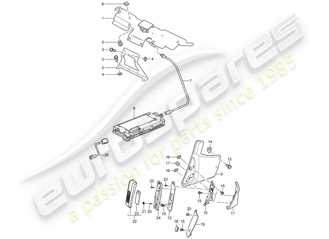 porsche 2009 997-2 turbo / gt2 telephone parts diagram