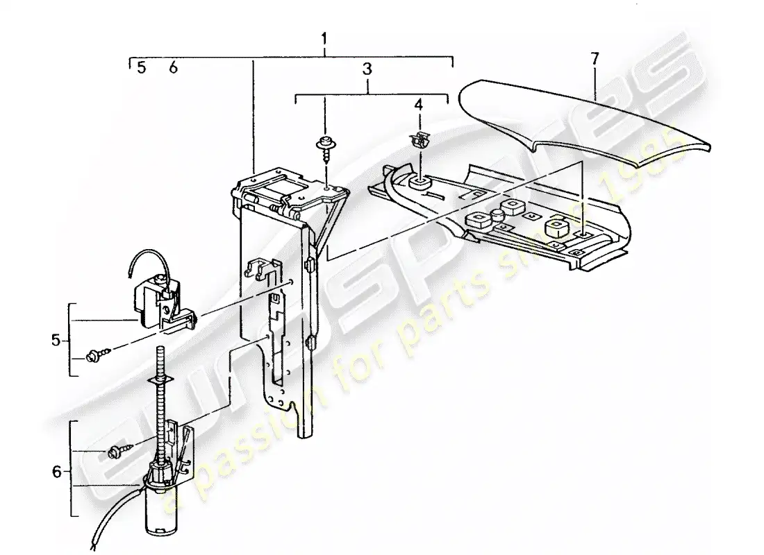 porsche 2002 (996) flap - convertible roof parts diagram