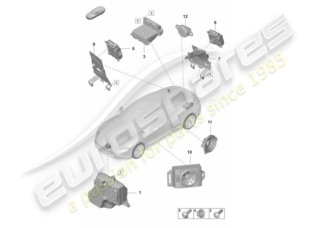 porsche 2022 (taycan 9j1-1) engine sound system loudspeaker parking aid warning buzzer for vehicles with electric tailgate activation part diagram