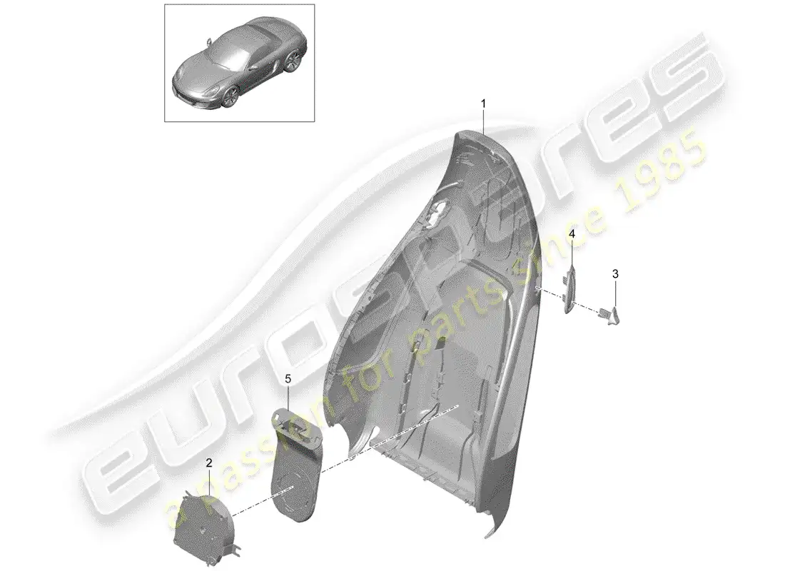 porsche 2013 (981 boxster) backrest shell parts diagram