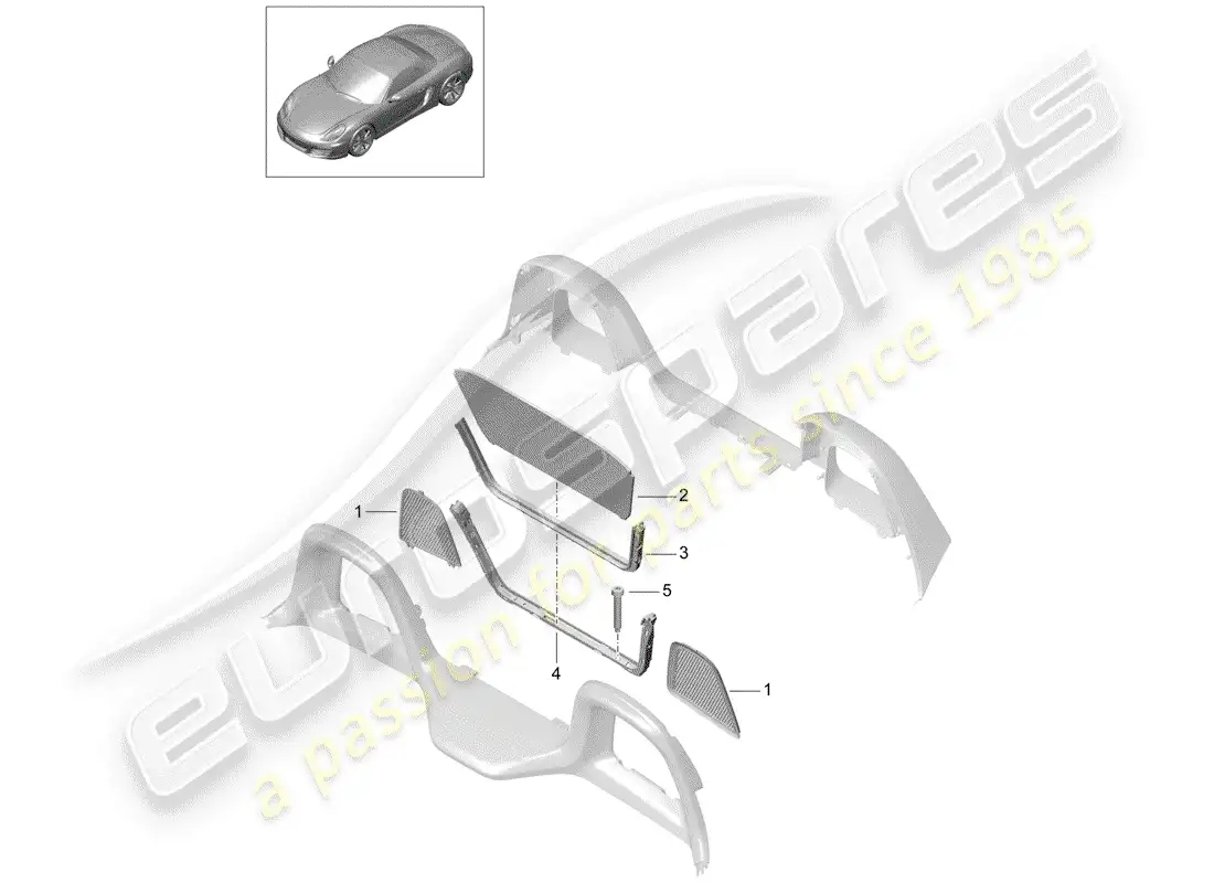 porsche 2013 (981 boxster) windscreen parts diagram