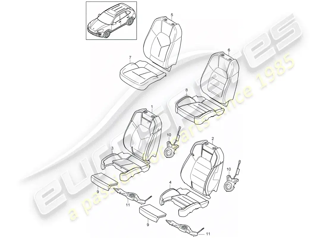 porsche 2016 (cayenne e2 92a) foam part parts diagram