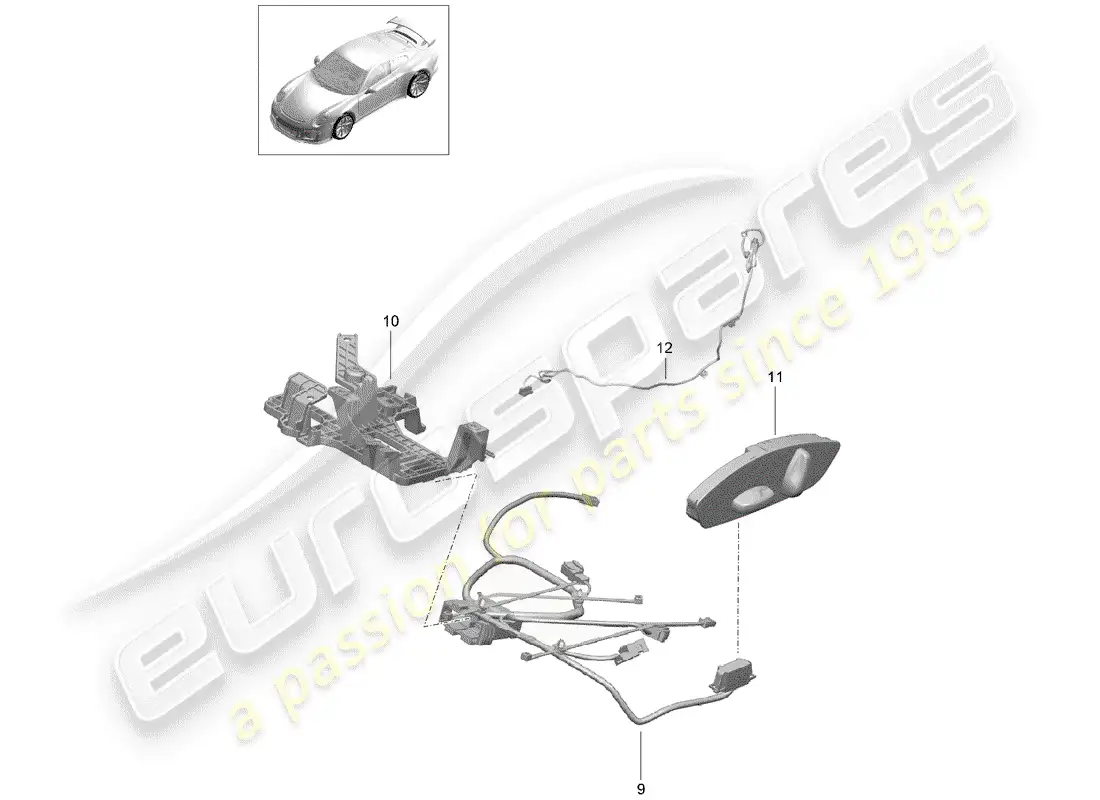 porsche 2014 (991-1 r/gt3/rs) wiring harnesses parts diagram