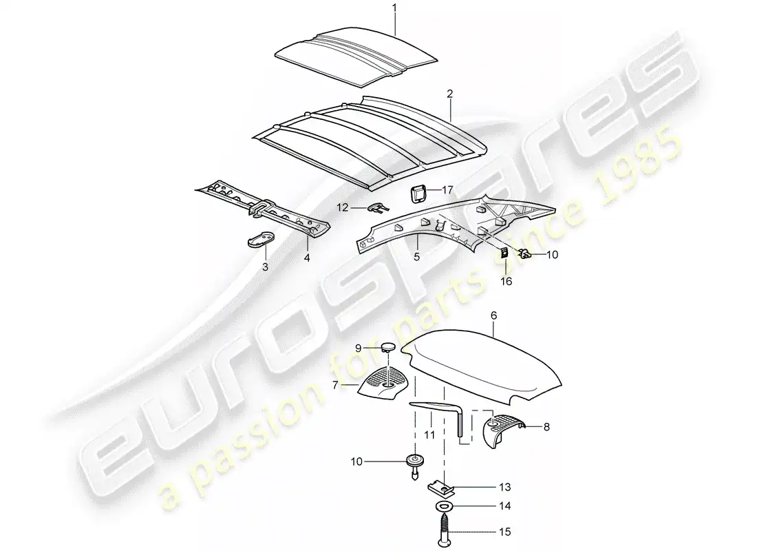 porsche 2006 (997-1) hardtop parts diagram