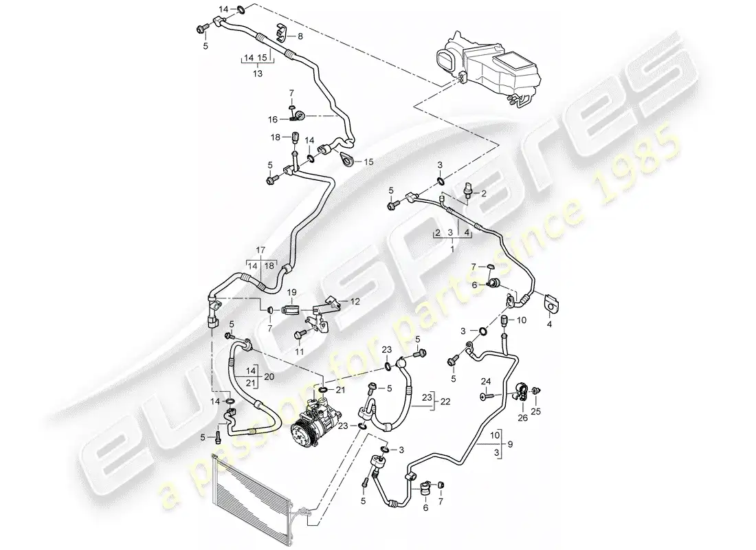 porsche 2007 (cayenne e1 9pa) refrigerant circuit parts diagram