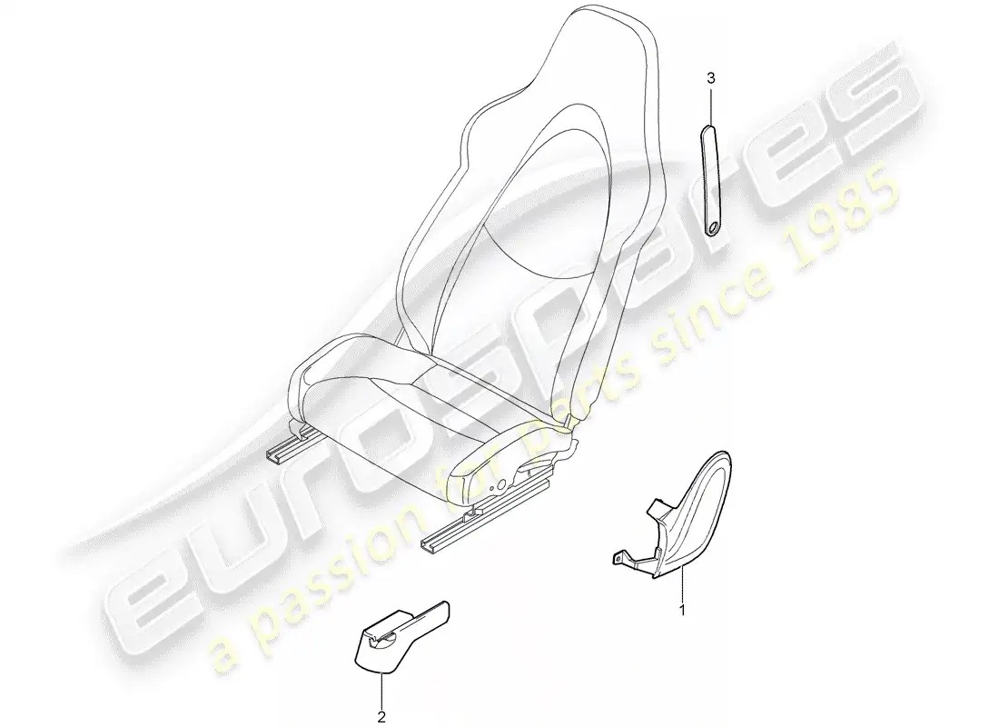 porsche 2007 (987 boxster) front seat part diagram
