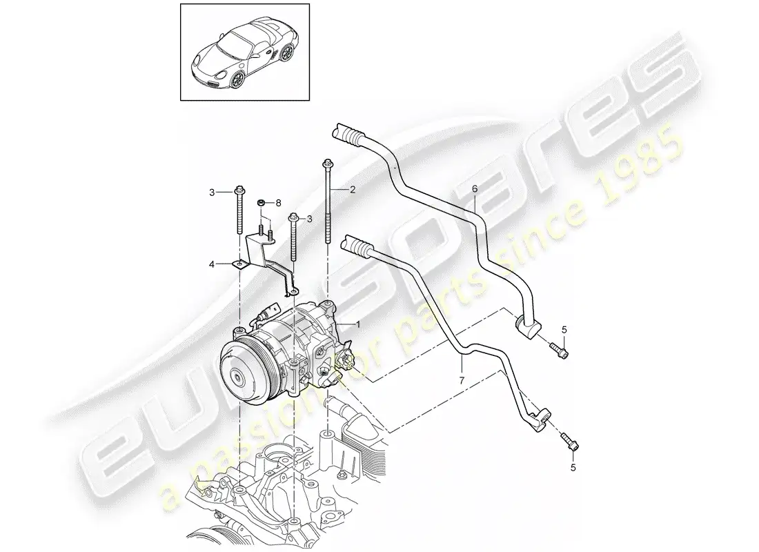 porsche 2012 (987 boxster) compressor parts diagram
