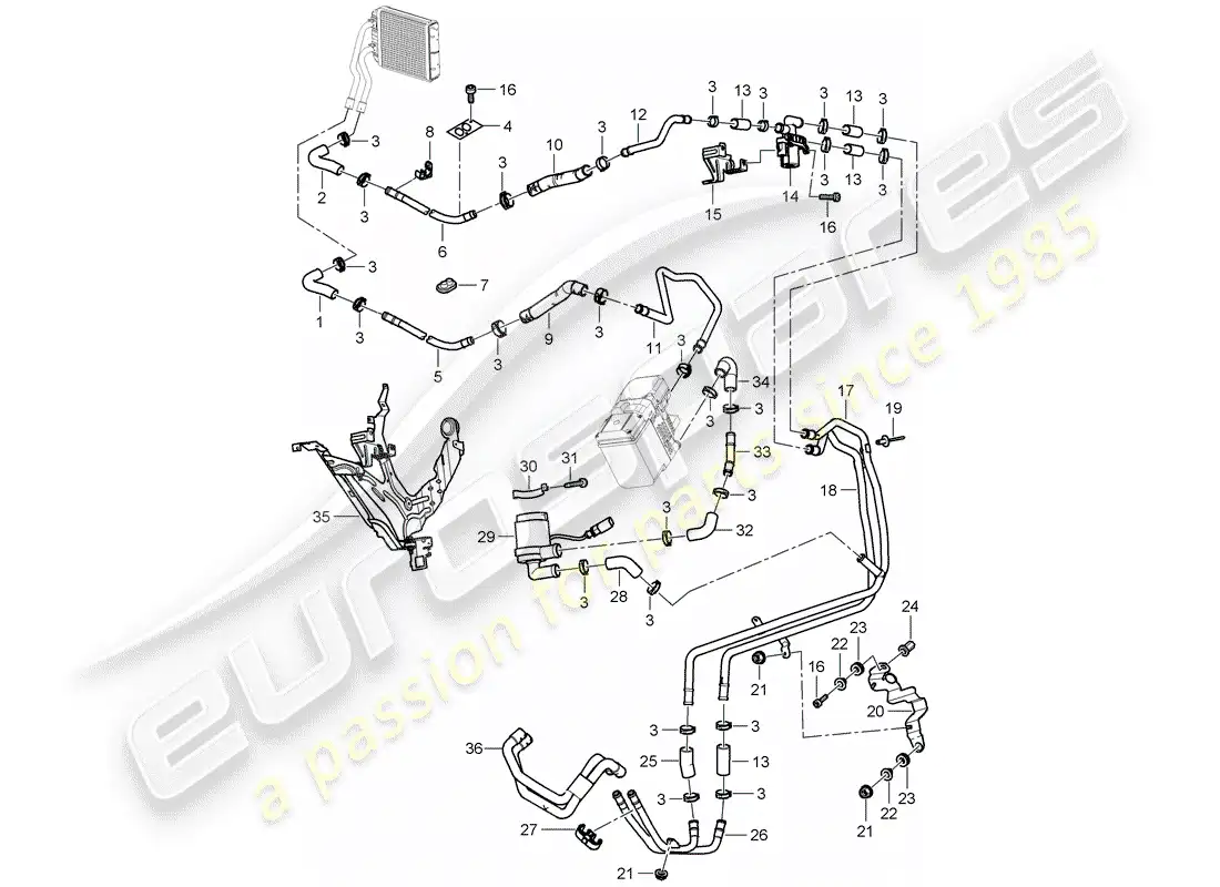 porsche 2009 (cayenne e1 9pa) heater part diagram