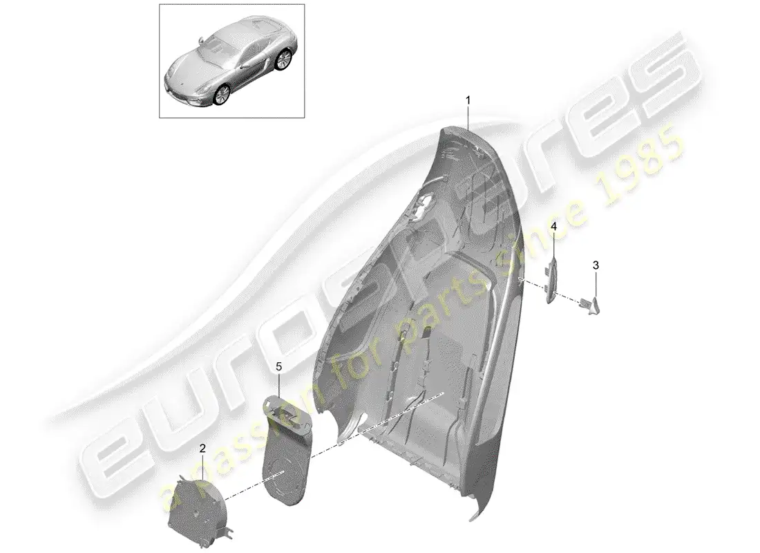 porsche 2016 (981 cayman) backrest shell parts diagram