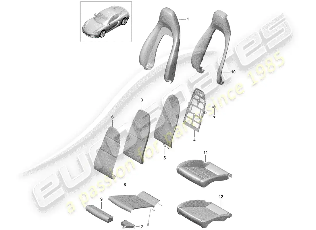 porsche 2016 (981 cayman) foam part parts diagram
