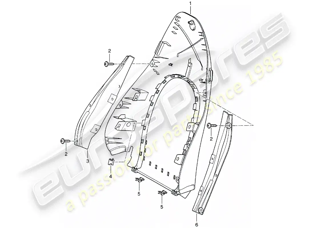 porsche 2003 (986 boxster) backrest shell - standard seat - comfort seat part diagram
