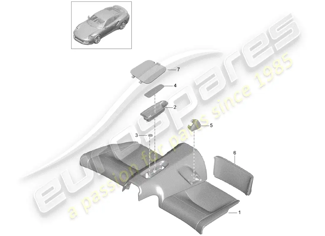 porsche 2015 (991-1 turbo) back seat cushion parts diagram