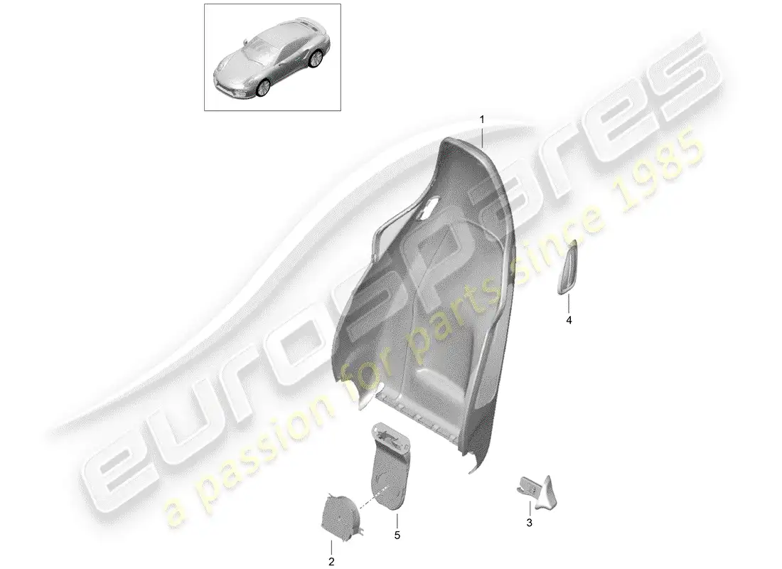 porsche 2015 (991-1 turbo) backrest shell parts diagram
