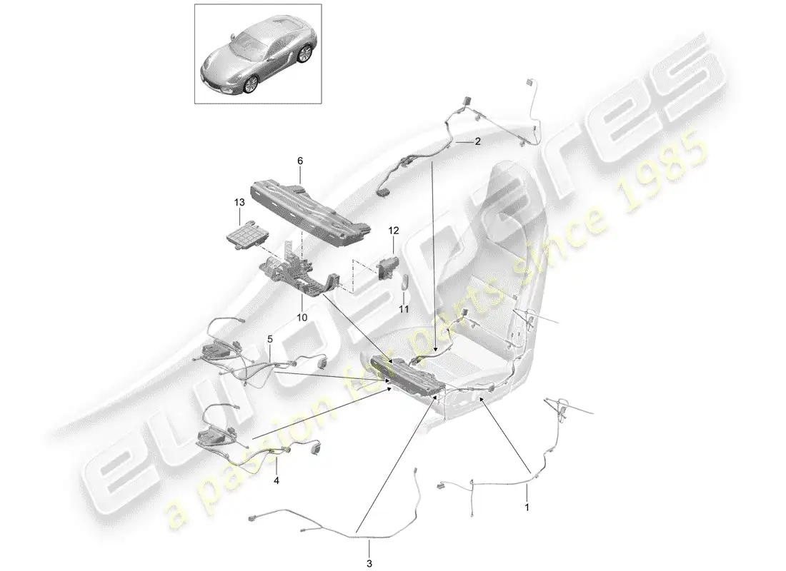 porsche 2014 (981 cayman) wiring harnesses parts diagram