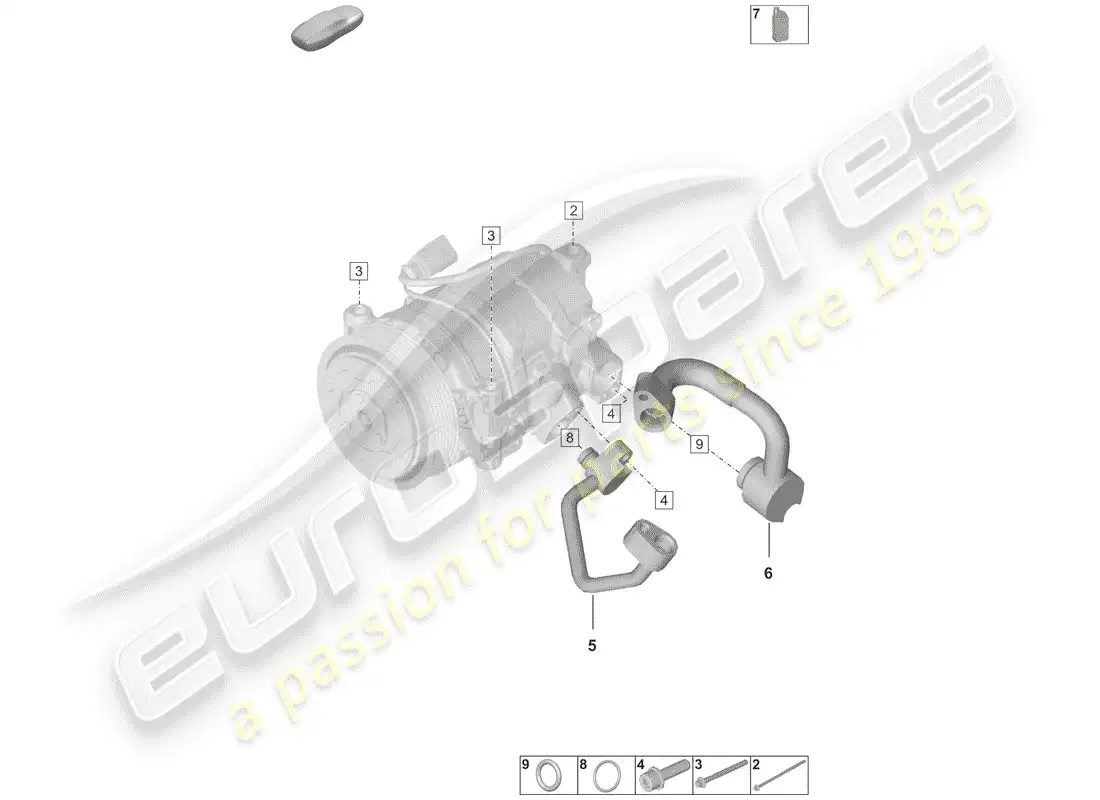 porsche 2020 (992-1) air conditioner compressor parts diagram