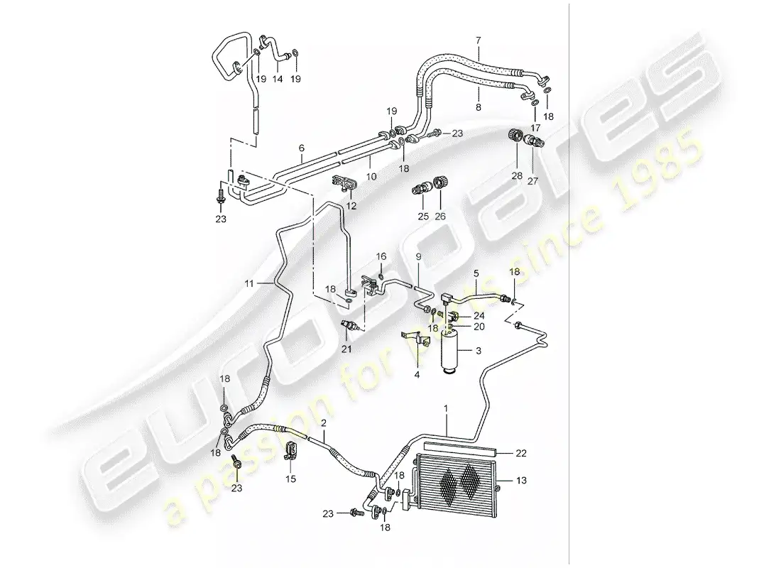 porsche 2004 (986 boxster) refrigerant circuit parts diagram