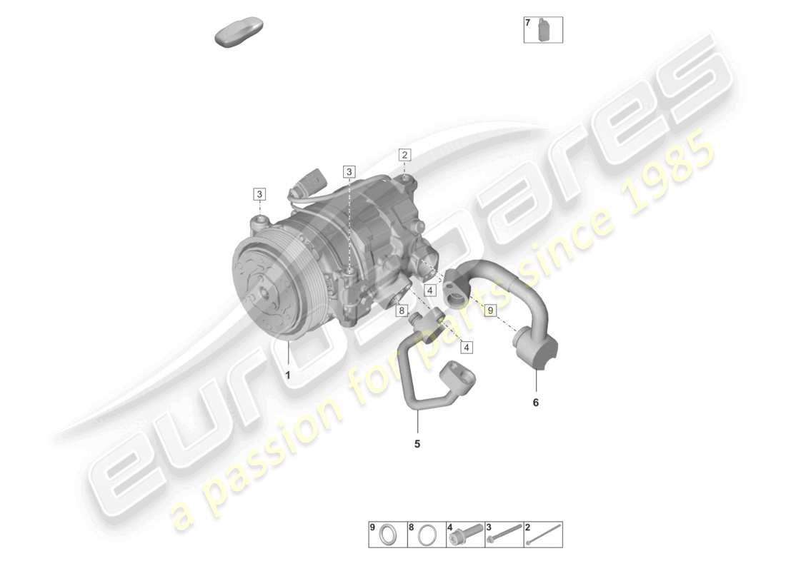 porsche 2024 (992-2) air conditioning a/c compressor part diagram