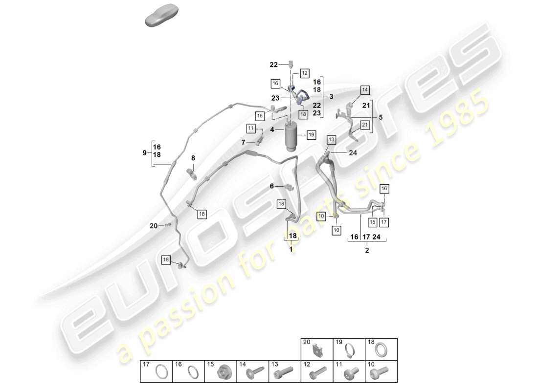 porsche 2024 (992-2) air conditioning lhd refrigerant line (expansion valve >drier) part diagram