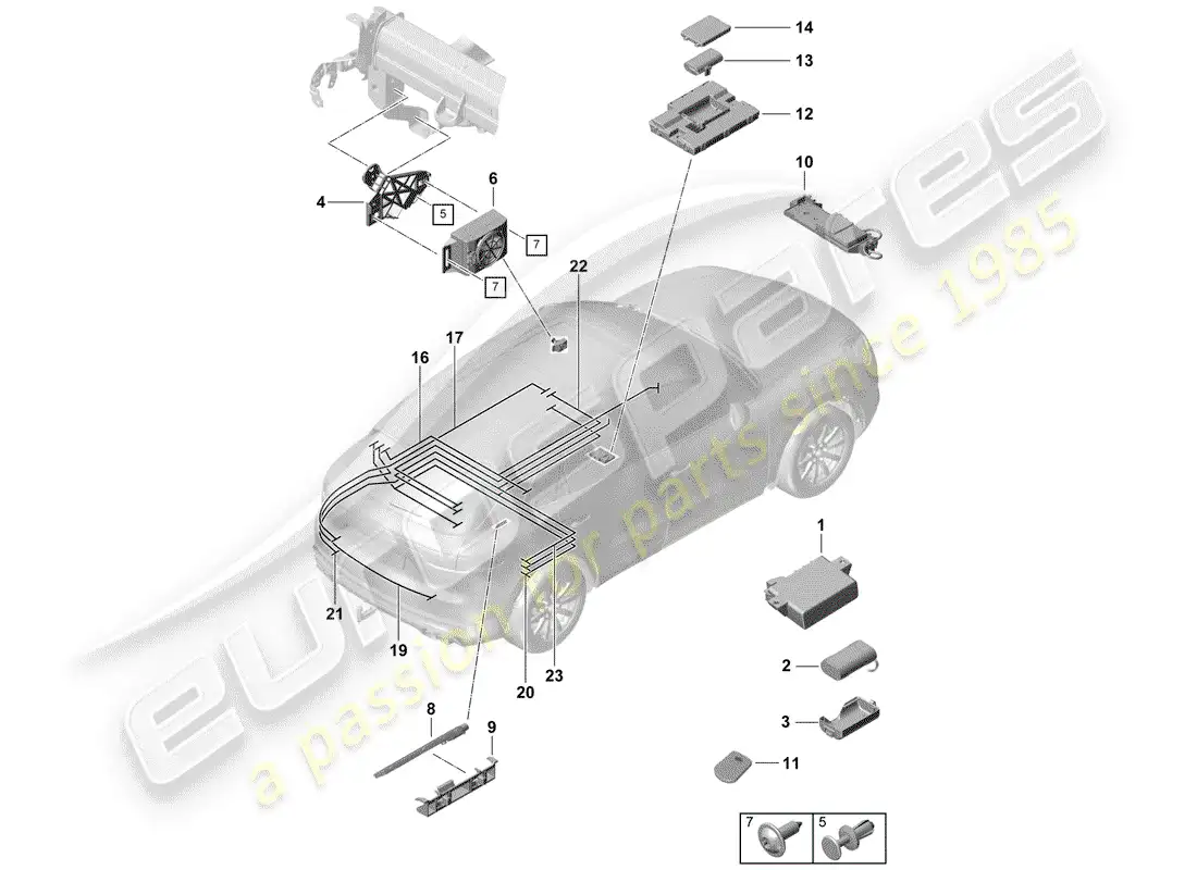 porsche 2019 (cayenne e3 9ya/9yb) for vehicles with telephone parts diagram