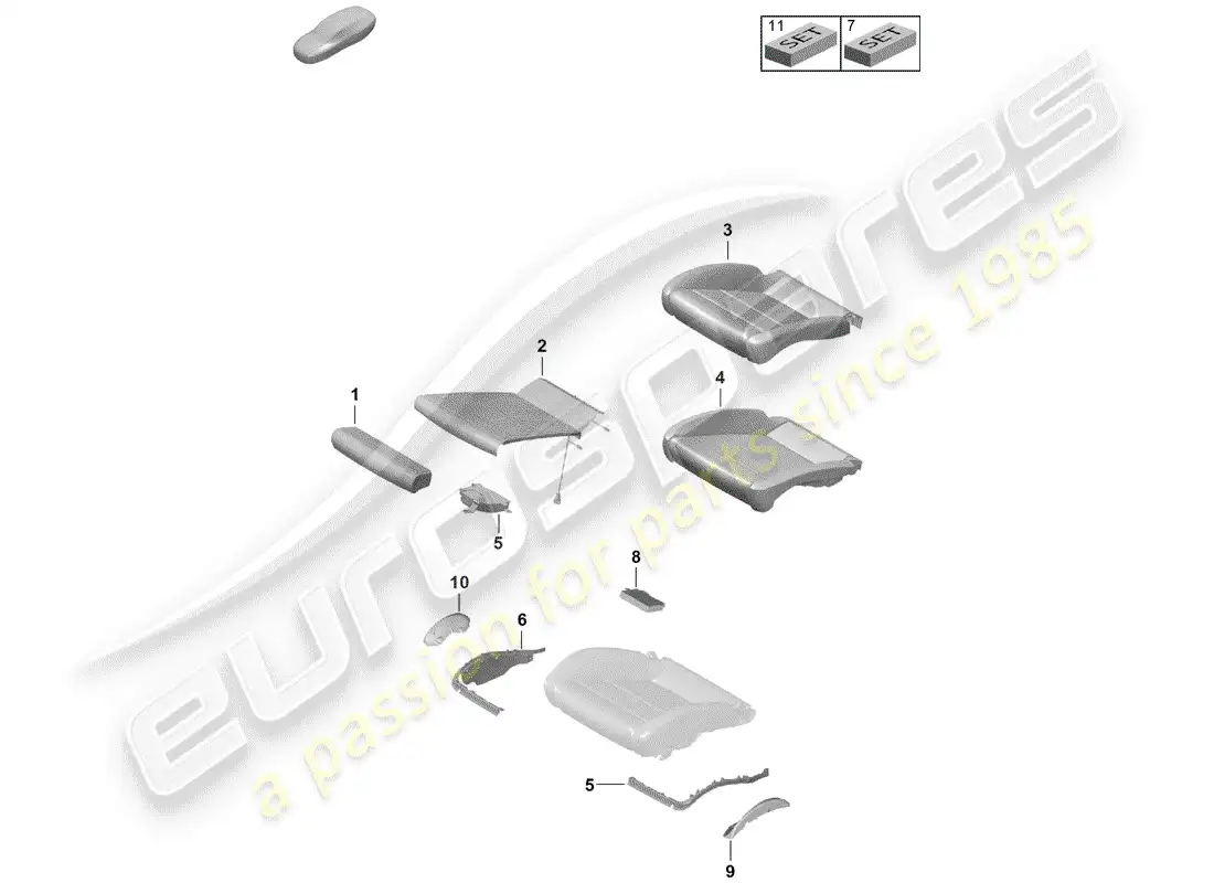 porsche 2020 (718 boxster spyder) foam part parts diagram