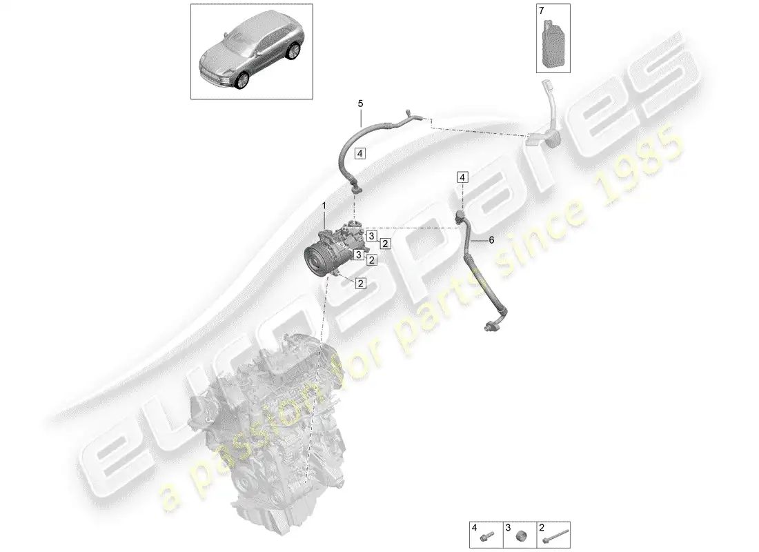 porsche 2020 (macan) air conditioner compressor parts diagram